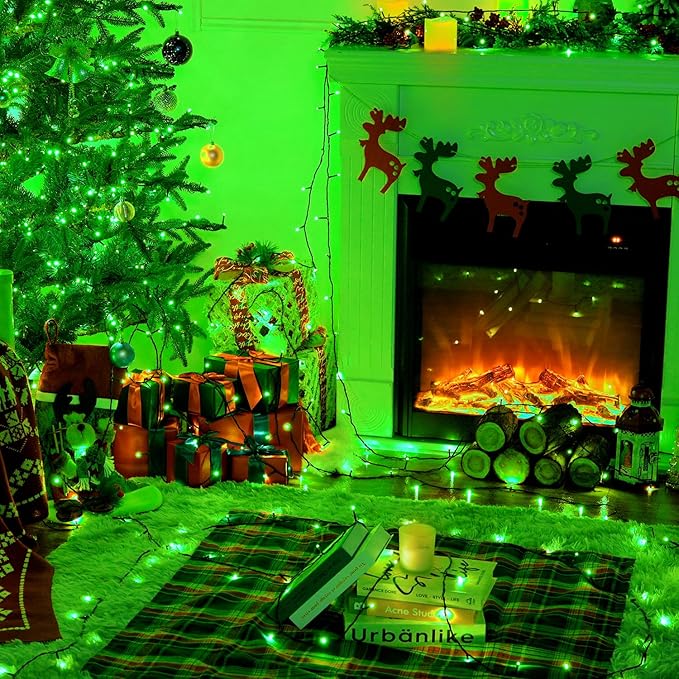 JMEXSUSS 250 LED Green String Lights - 91.5ft Christmas Lights Outdoor Waterproof, 8 Lighting Modes, Connectable Christmas Tree Light for Yard Patio Party Halloween Christmas Decorations