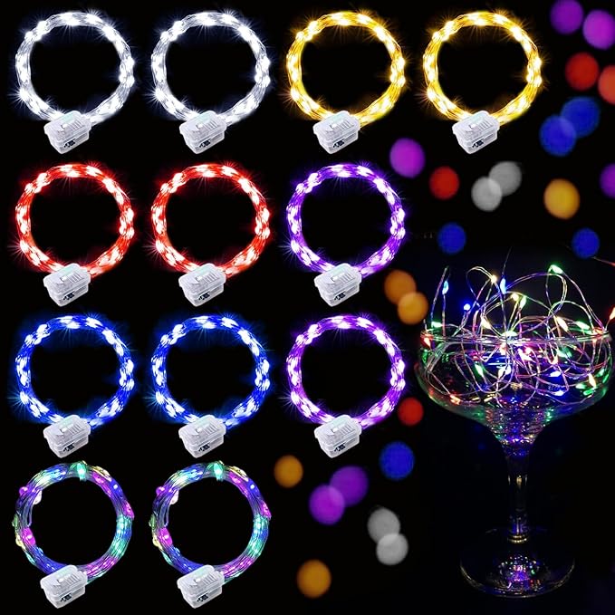Aogist 50 Pack Fairy Lights 3 Modes 7ft 20 LED Waterproof,Battery Operated Silver Wire Firefly Starry Moon Mini String Lights for Mason Jars Christmas DIY Crafts Party Bedroom