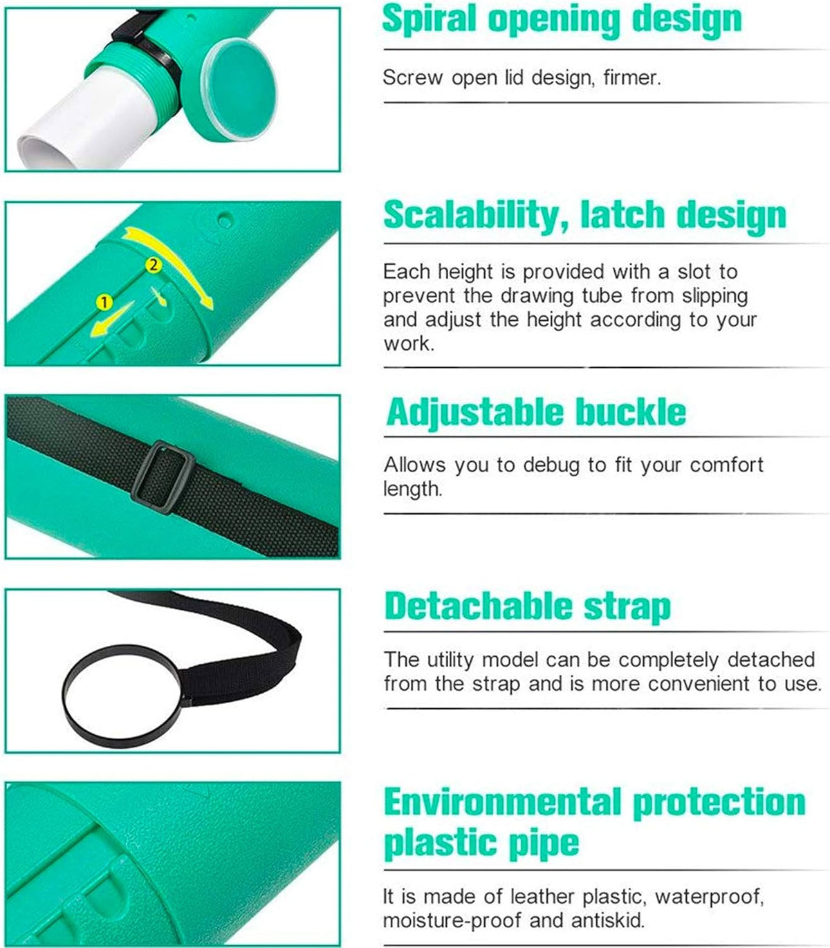 2-Pack Extendable Poster Tubes Expand from 24.5” to 40” with Shoulder Strap | Carry Documents, Blueprints, Drawings and Art | Red and Green Portable Durable Round Storage Cases with Lids and Labels