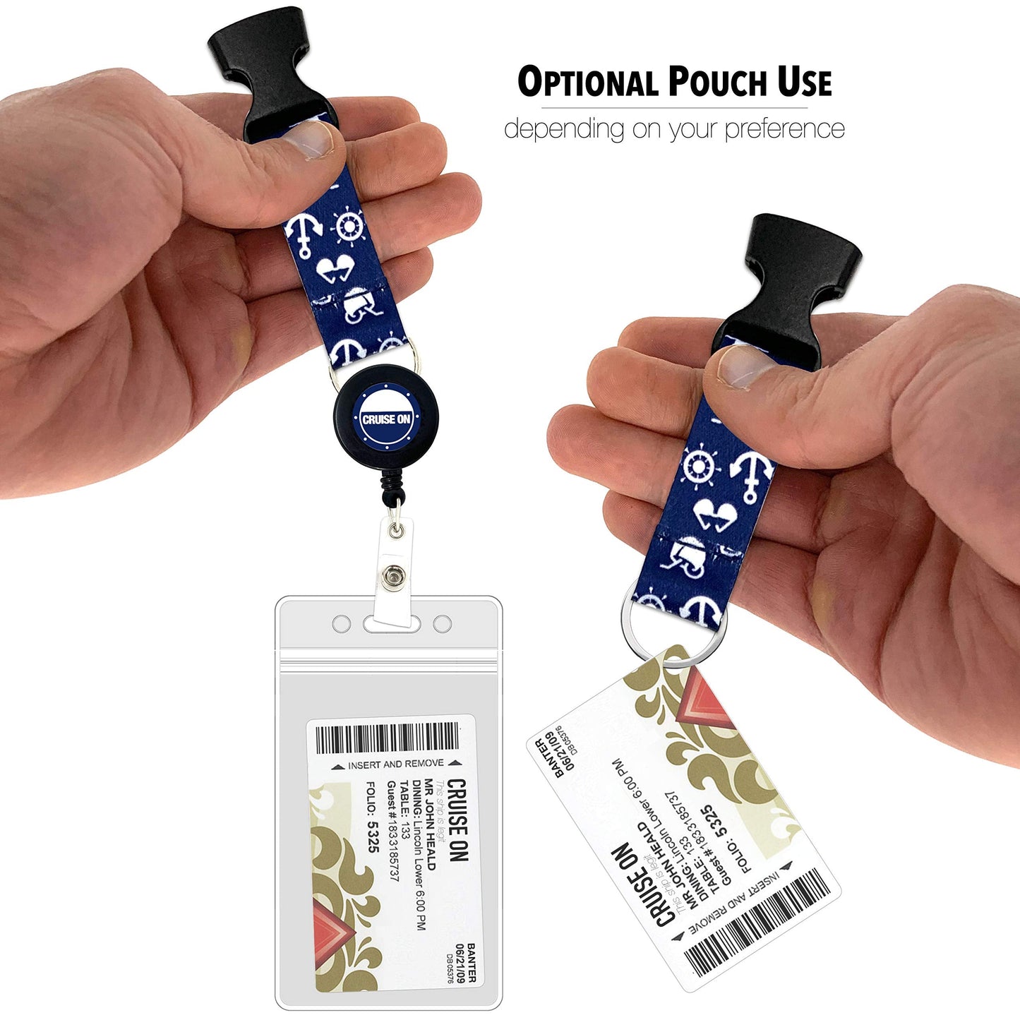Cruise On Cruise Lanyard for Ship Cards – 2-Pack Retractable Badge & Waterproof Key Card Holder for Ship Cards – Cruise Essentials 2026-2027, Perfect for Travel & Vacation (White & Blue)