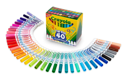 Crayola Ultra Clean Washable Markers (40ct), Teacher School Supplies for Kids, Broad Line Colored Markers, Coloring Book & Art Marker Set, Ages 3+