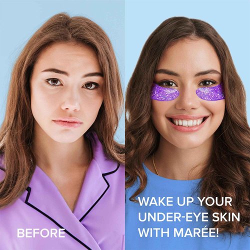 MAREE Bundle - Glycolic Acid Peel Pads, Lip Mask Under Eye Gels - Salicylic Acid, Marine Collagen & Hyaluronic Acid, Coconut Oil - Deep Cleaning Effect, Nourish & Hydrate Dry Lips, De-puff Eyes