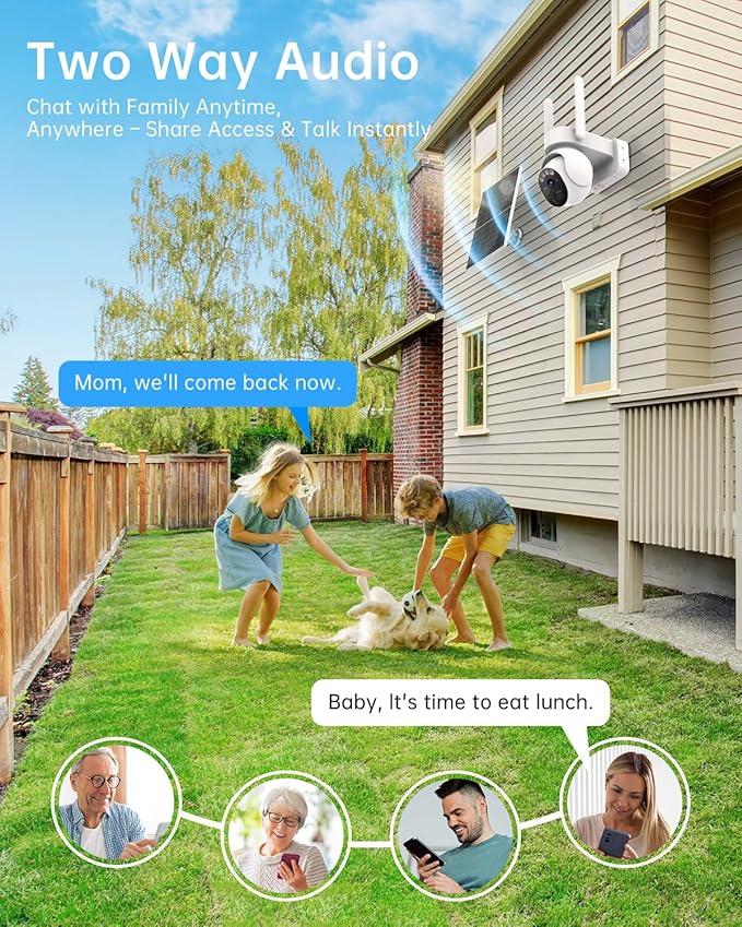 Solar Security Cameras Wireless Outdoor -2K WiFi Cameras for Home Security with Solar/Battery Powered,360° PTZ Solar Camera Outdoor Wireless, 2-Way Audio, Motion Alert, IP66