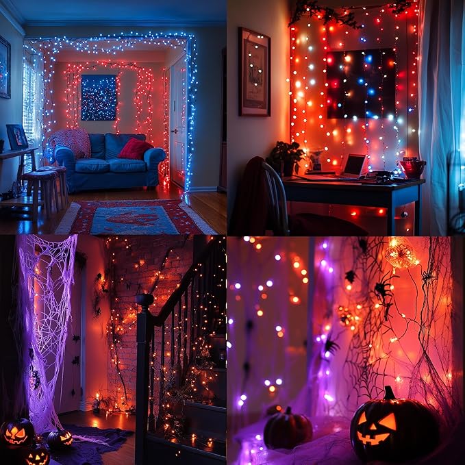 Dazzle Bright 32.8 FT RGB Copper Wire Halloween Fairy Lights, 100 LED USB String Lights with Remote & Timer, Waterproof Indoor Outdoor Decoration for Christmas, Party, Wedding