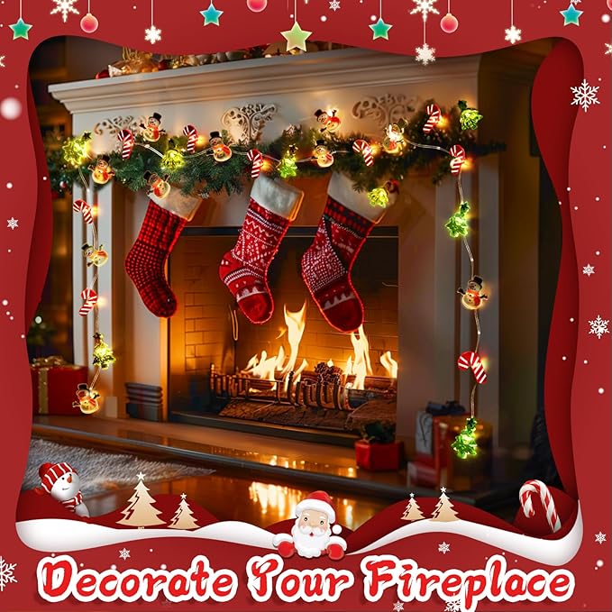 Coquimbo Christmas Lights Decorations, 10FT 30LED Christmas Tree Snowman Crutch String Lights for Home Party Indoor Outdoor Xmas Festive Holiday Decorations