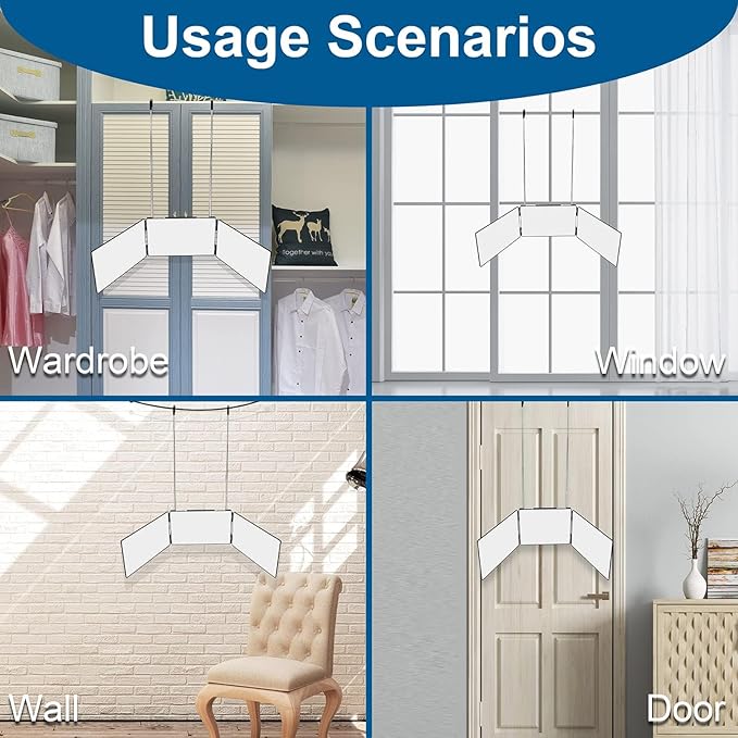 3 Way Mirror for Self Hair Cutting,360 Haircuts Men for Barber Use Tools,to See Back of Head,Tri Fold Mirror with Portable Height Adjustable Telescoping Hooks (6.7" x 10.8")