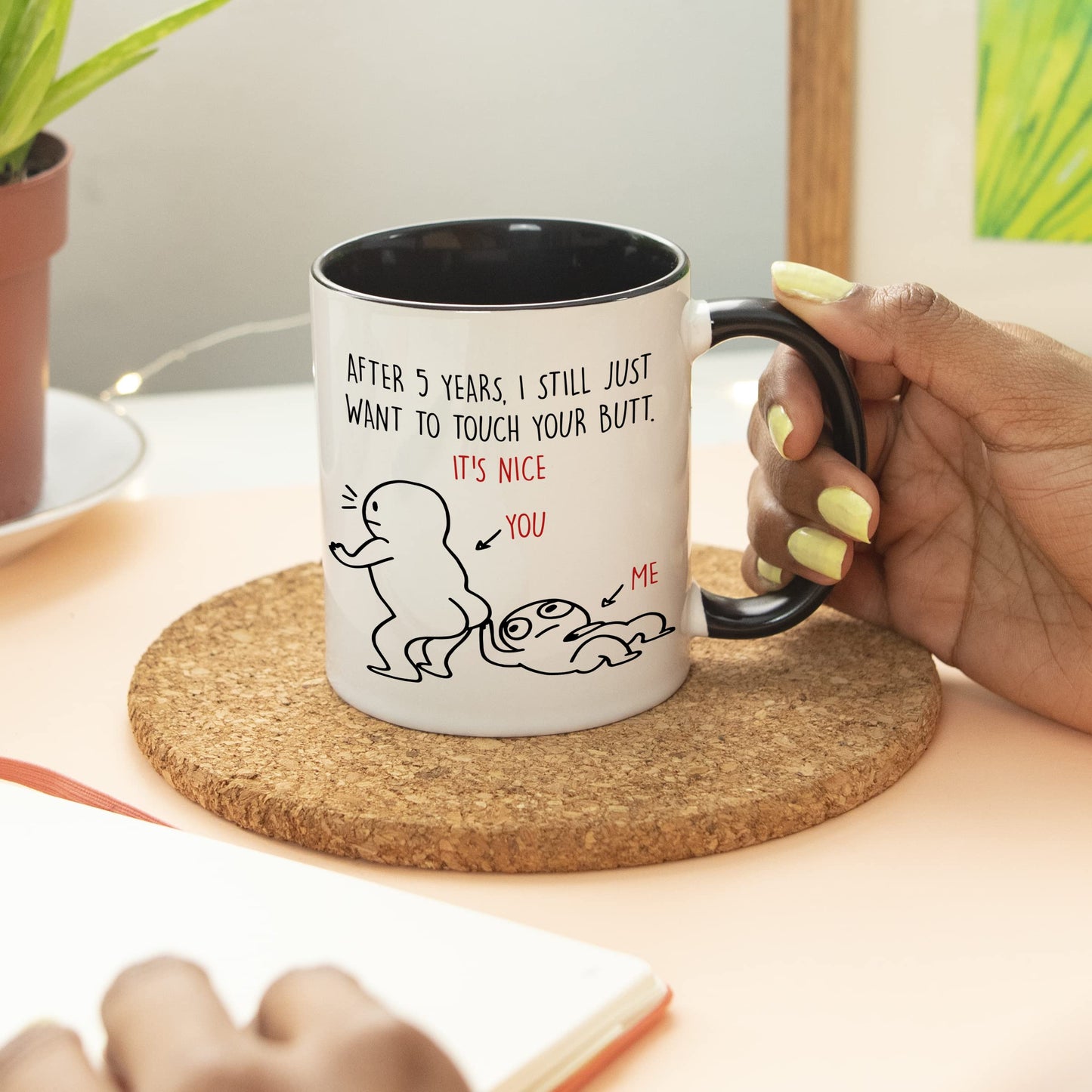 YouNique Designs 5 Year Anniversary Mug, 11 Ounces, Funny 5th Wedding Jubileee Coffee Cup for Her and Him, Fifth Year, 5th Wedding