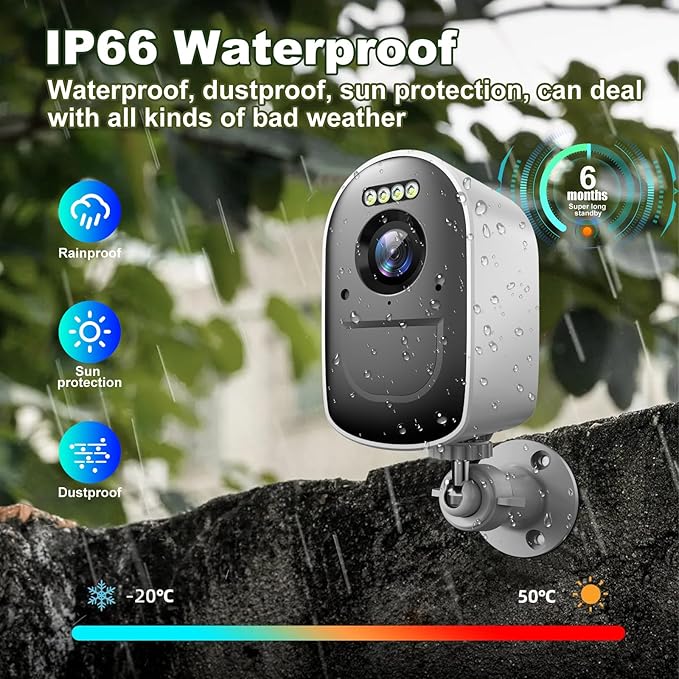Cameras for Home Security, 2K Security Cameras Wireless Outdoor with Motion Detect & Color Night Vision, Security Camera Support SD/Cloud Storage, Outdoor Camera Battery Operated Waterproof