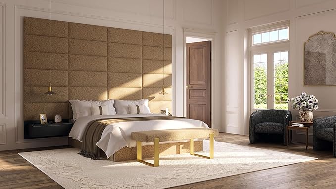 Vänt Upholstered Wall Panels - Queen/Full Size Wall Mounted Velvet Headboards - Velvet Ivory - Set of 4 Panels (Each Individual Panel 30"x11.5")