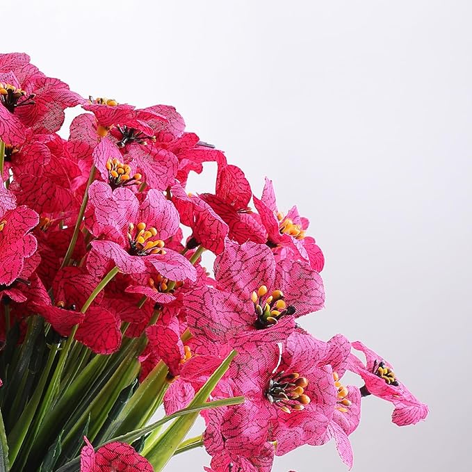 AGIRL 24 Bundles Artificial Flowers for Outdoor,No Fade Fake Plastic Flowers Faux Plants for Decoration Hanging Planters Indoor Outside Garden Porch Window Box Home Wedding Farmhouse