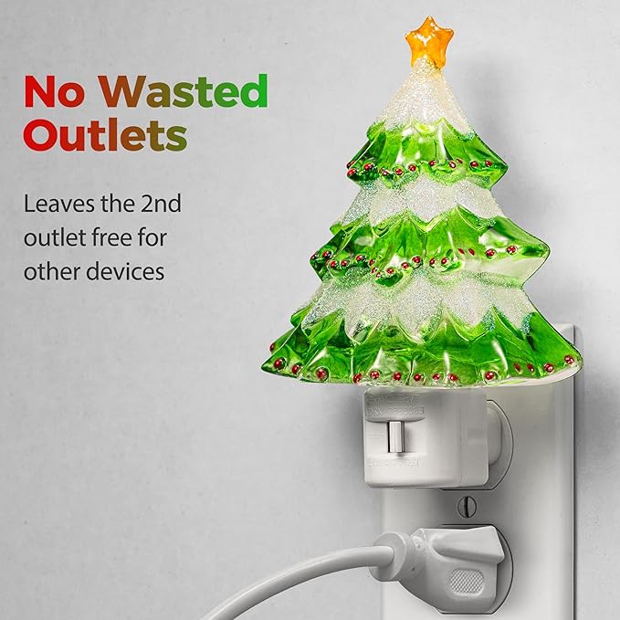 DORESshop Christmas Tree Night Light, 3000K Night Lights Plug into Wall, Cute & Funny Christmas Decor Night Light for Kids, Plug in Nightlight with 360° Rotatable, Holiday Party Decor, 2 Pack