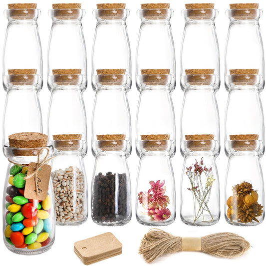 Kingrol 18 Pack Glass Bottles with Cork Stoppers, 3.5 oz Vintage Glass Favor Jars for Arts, Crafts, Decoration, Party Favors