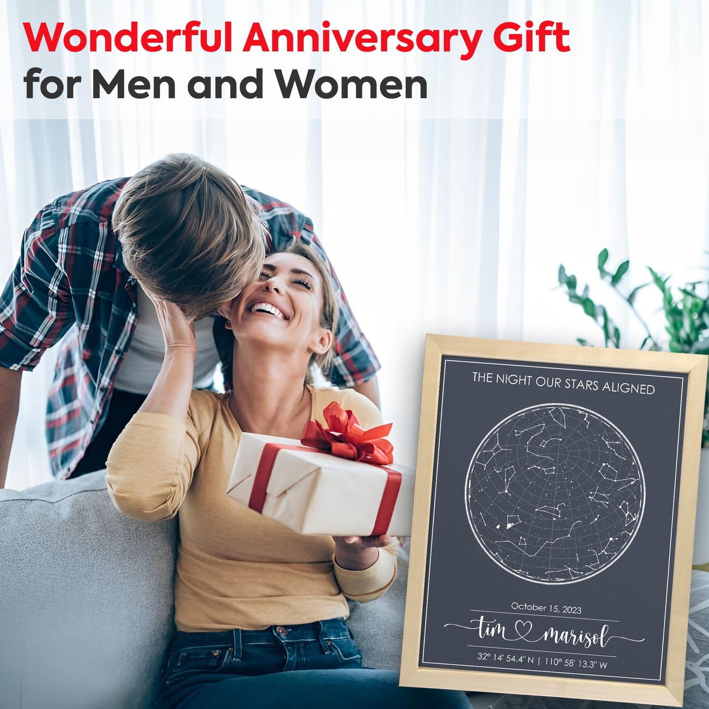 Custom Star Map for Specific Date Art Print | Personalized Star Map | Night Sky Constellation | Anniversary Gifts for Men | Unique Gift for Father's Day, Weddings, Girlfriends, Boyfriends