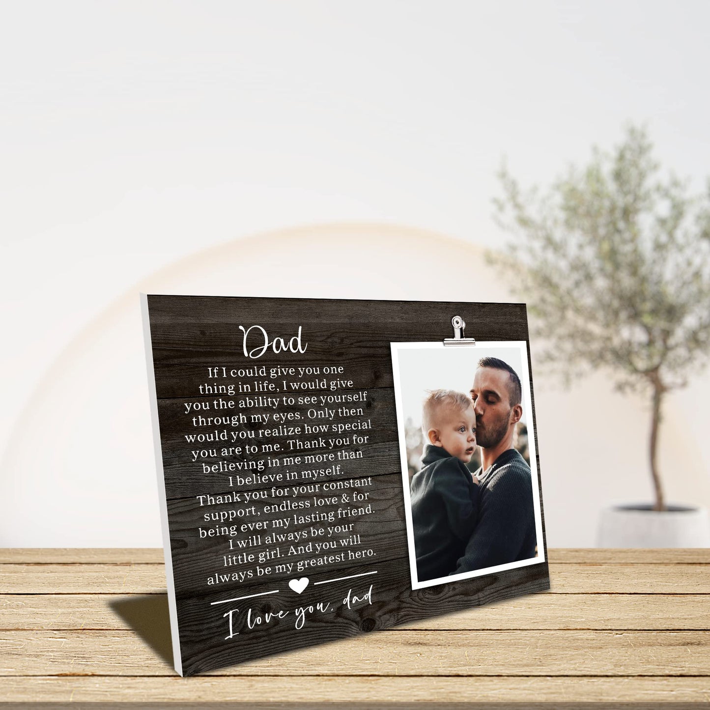Father's Day & Birthday Keepsake Picture Frame for Dad from Daughter and Son - Best Dad Gift for Christmas