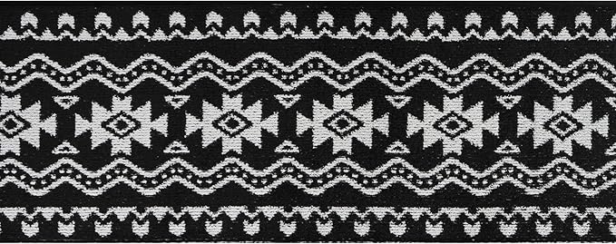 Custom Length Cut to Size Tribal Ethnic Southwestern Inspired Hallway Runner Rug, Non Slip Rubber Backed, 31 inch Wide X Customized Length, Aztec Black, 31 inch X 22 feet