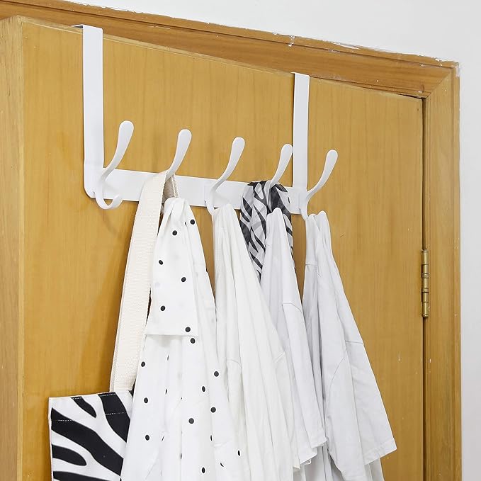 WEBI Over The Door Hook 5 Coat Hooks,Over The Door Towel Rack,Door Hanger Over Door Coat Rack for Hanging Clothes,Towels,Behind Back of Bathroom,Bronze