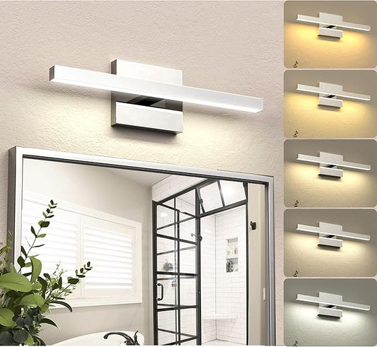 NIORSUN 15.7 inch Chrome Bathroom Vanity Light,12W 5CCT Dimmable LED Bathroom Lighting Fixtures Over Mirror, Modern Vanity Lights for Bathrooms Restroom Mirror- ETL Certified