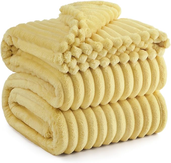 Bedsure Yellow Queen Blanket for Couch - GentleSoft Cozy Soft Blankets for Women, Cute Small Fleece Throws for Girls, Birthday Gifts for Women, Mothers Day Decor Gifts for Mom, 90x90 Inches