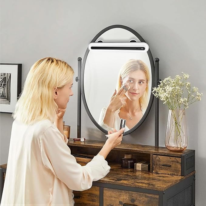 15" Vanity Lights for Mirror, Rechargeable Battery Operated Mirror Lights with Remote Control, 3 Temp&Adjustable Brightness Makeup Light, Cordless Lighting for Vanity Desk (Black-1Pack)