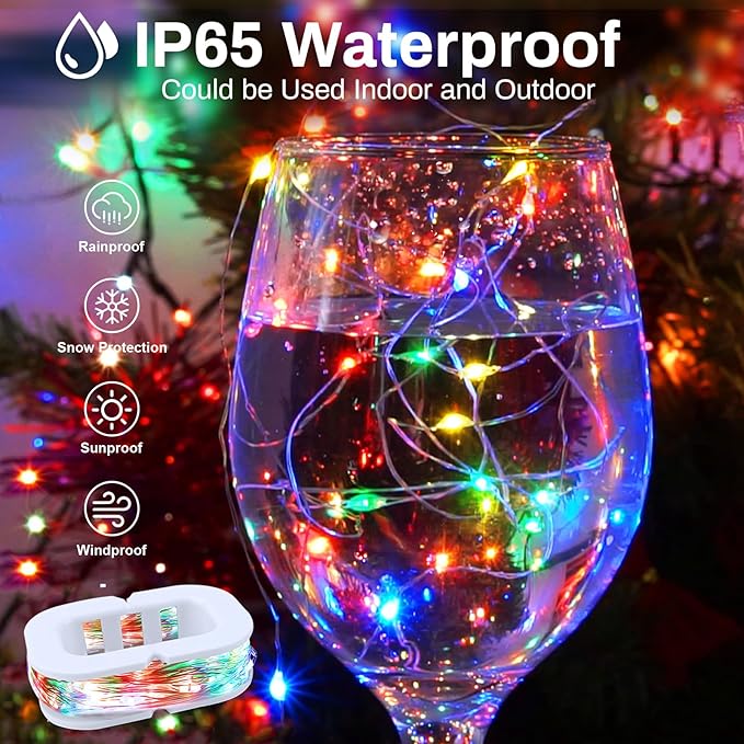 50LED Fairy Lights USB & Battery Powered, 16Ft Mutilcolor Fairy String Lights with 8 Modes & Timer, Cuttable Copper Wire Waterproof Twinkle Light Indoor Outdoor for Bedroom Wedding Christmas Decor