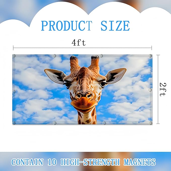 4 Pack Fluorescent Light Covers for Ceiling Lights -Magnetic Cloud Cover for Fluorescent Or LED Fixture 2ft x 4ft Classroom,Home,Office Decoration Filters Overhead Lighting- Giraffe