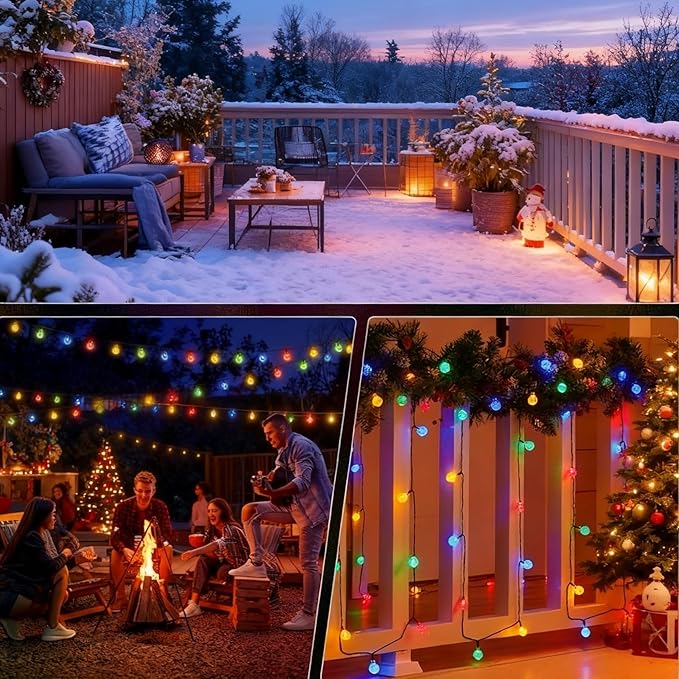 Solar String Lights Outdoor Waterproof IP65 9.3 Feet 20 LED 8 Modes Crystal Globe Fairy Light for Garden Parterre Terrace Decor,Wedding,Party,Camping（Multi-Colored）