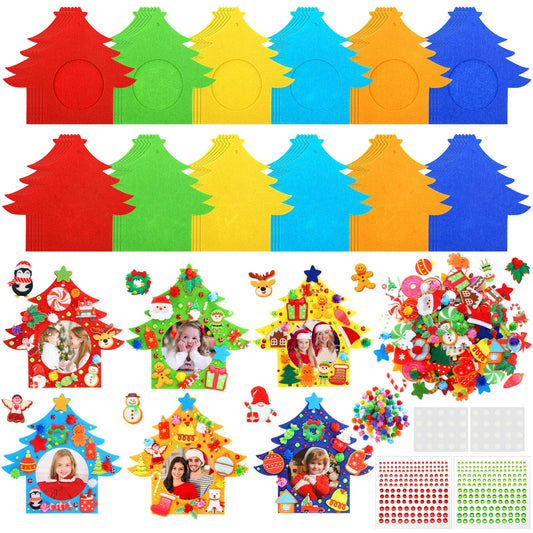 HunnmingRe 30 Sets Christmas DIY Picture Frames Craft Set Felt Picture Frame Ornaments DIY Christmas Tree Decor Felt Photo Frame Crafts Arts and Crafts for Xmas Party Supplies Home Decorations