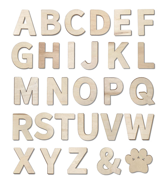 182 Pieces 2-1/2 Inch (2.5") Wooden Letters Craft Wood Letter Unfinished Alphabets with Extras Wall Decor"