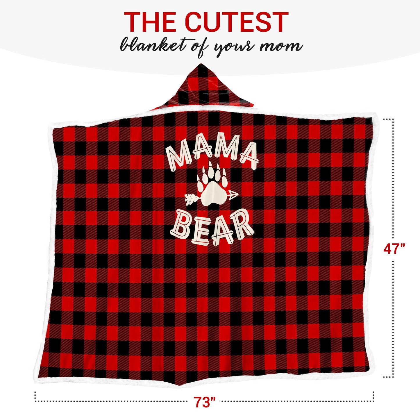Vprintes Mama Bear Wearable Blanket Hoodie - Gifts for Mom -Birthday Gifts for Wife from Husband - Mom Birthday Gift Ideas