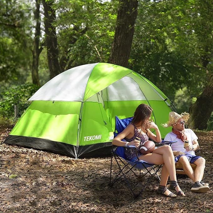Camping Tent, TEKOMI Waterproof Family Dome Tent with Removable Rain Fly, Instant Cabin Tent for 60 Seconds Set Up, Advanced Venting Design, Fit Camp Backpacking Hiking Outdoor, Dark Green