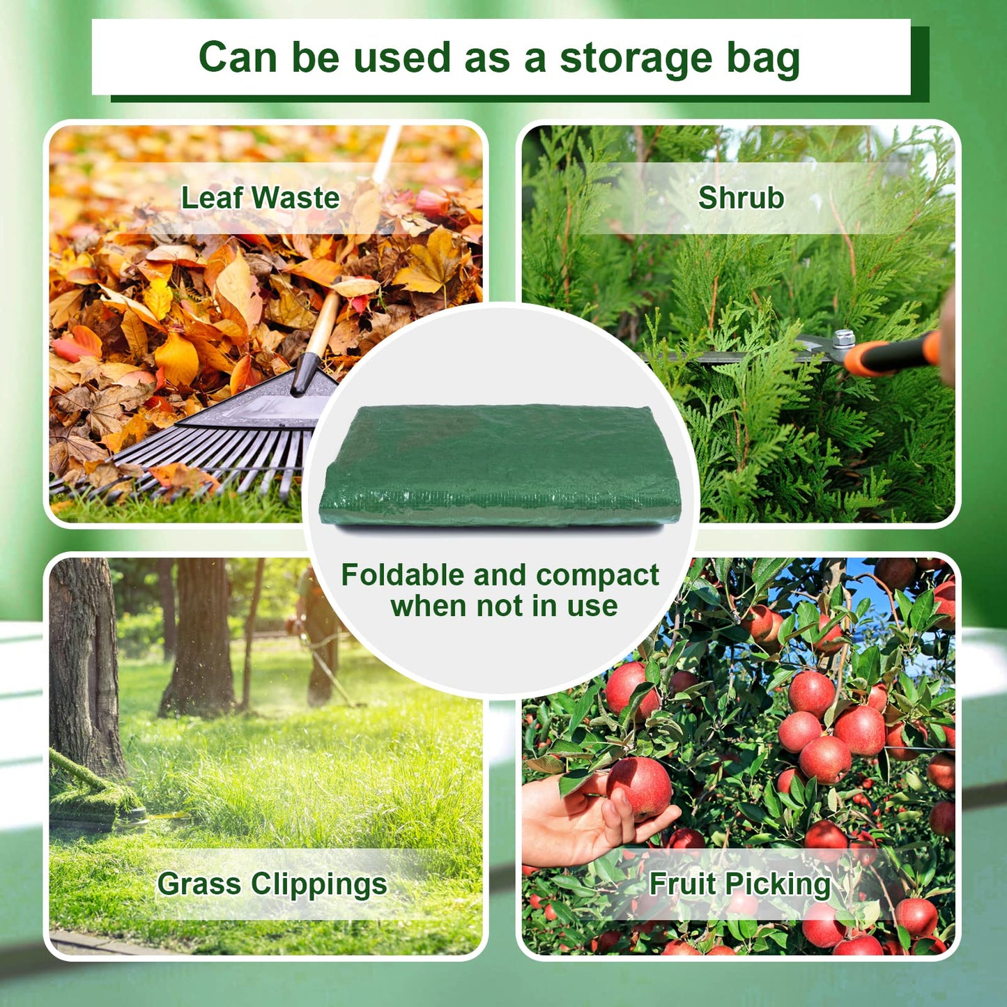 MyLifeUNIT Compost Bins Outdoor, Composting Bin for Outside Garden, Reusable Garden Yard Waste Bag, 34 Gallons (2 Pack, Green)