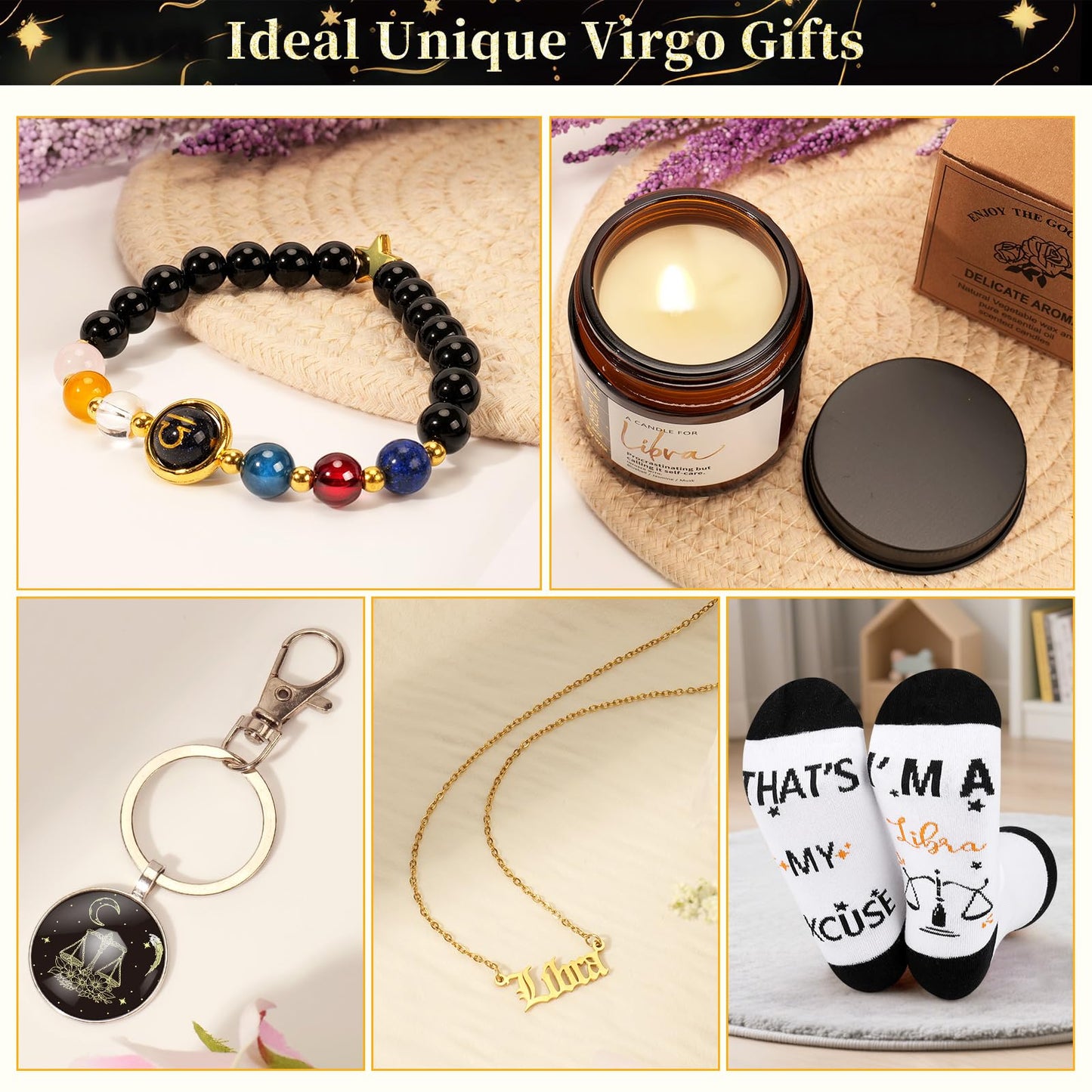 12PCS Libra Birthday Gifts for Women-Libra Zodiac Gifts for Women, Mom, Wife, Self Care Package,Get Well Soon, Birthday Mother's Day Baskets Astrological Baskets