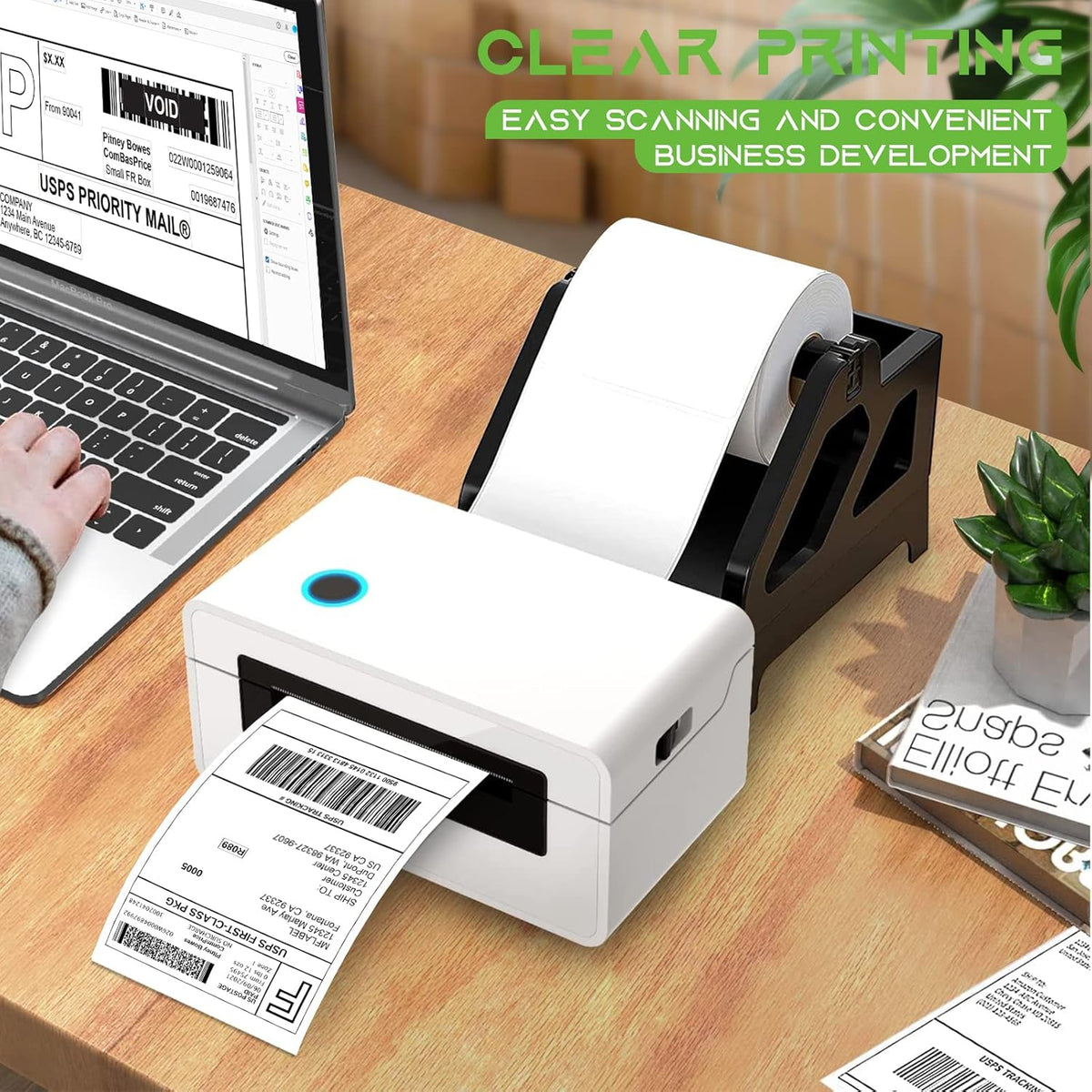 MFLABEL® 20 Rolls of 450 Labels 4x6 Direct Thermal Mailing Shipping Labels for Zebra 2844 ZP-450 ZP-500 ZP-505