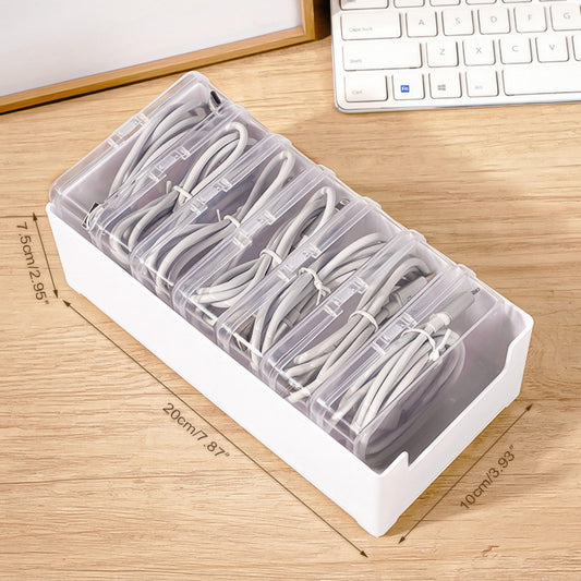 Cord Organizer with 11 Storage Boxes, Cable Organizer for Office, Home, Wire Organizers for Cords, Cable Management Box, Cord Management for Desk Accessories, Card Storage Box Birthday Gifts for Men