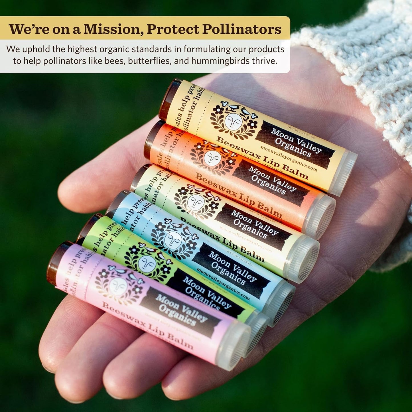 Moon Valley Organics Beeswax Lip Balm for Moisturizing Lips and Cuticles (SWEET HONEY, 4pack)