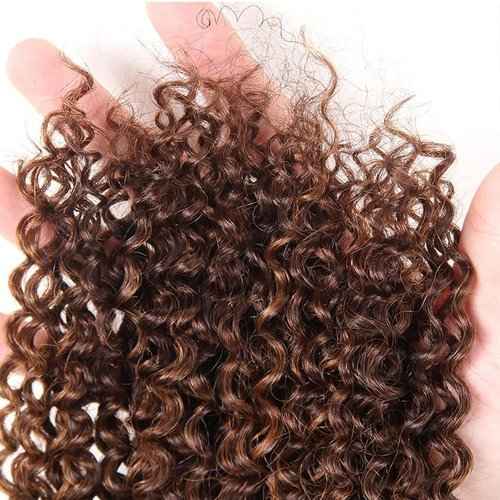 Condescension Human Hair Bundles 18 20 22 Inch Chocolate Brown Highlight P4/30 Jerry Curly Bundles Human Hair Unprocessed Brazilian Virgin Quick Weave Hair for Black Women