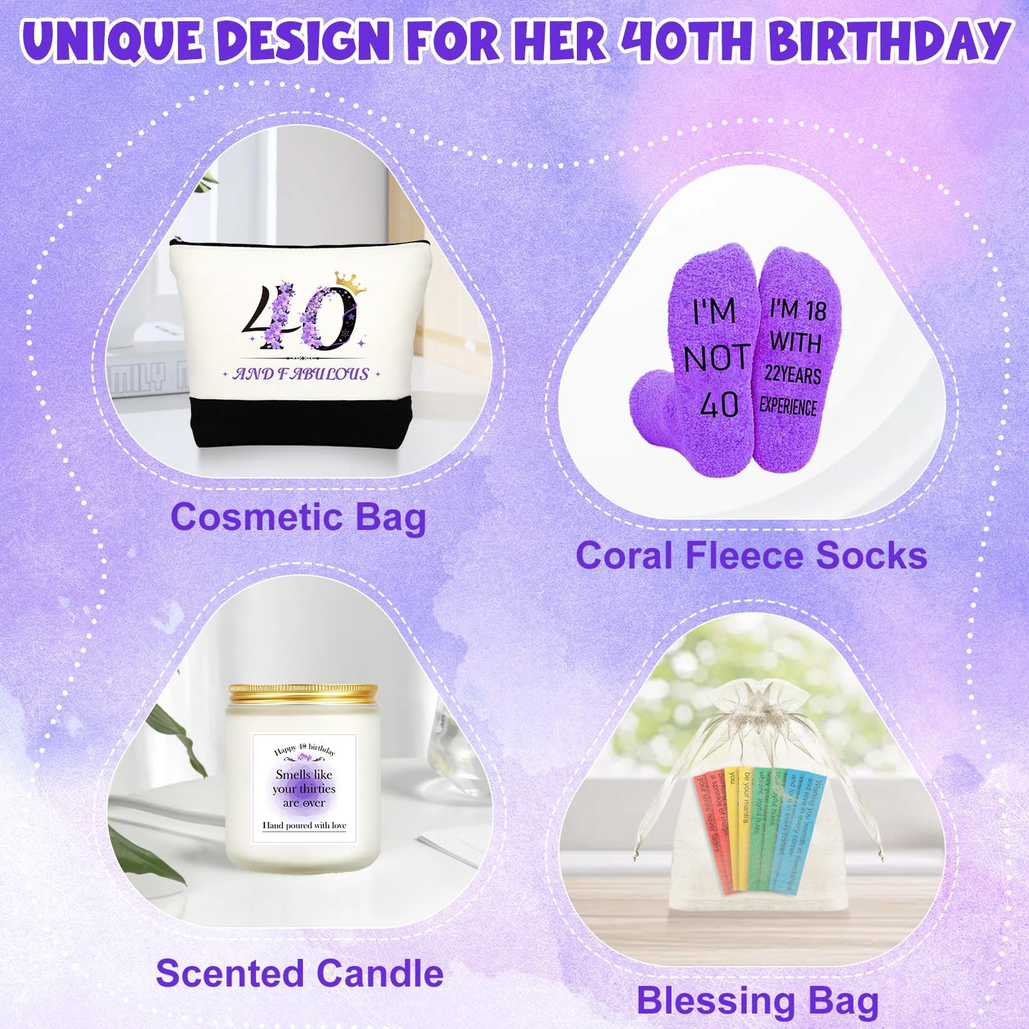 40th Birthday Gifts for Women Her, Funny Birthday Gifts for 40 Year Old Woman, Unique 40 Fabulous 1985 Tote Bag Set, Happy 40th BirthdayGift Basket for Her Mom Sister Friend Wife