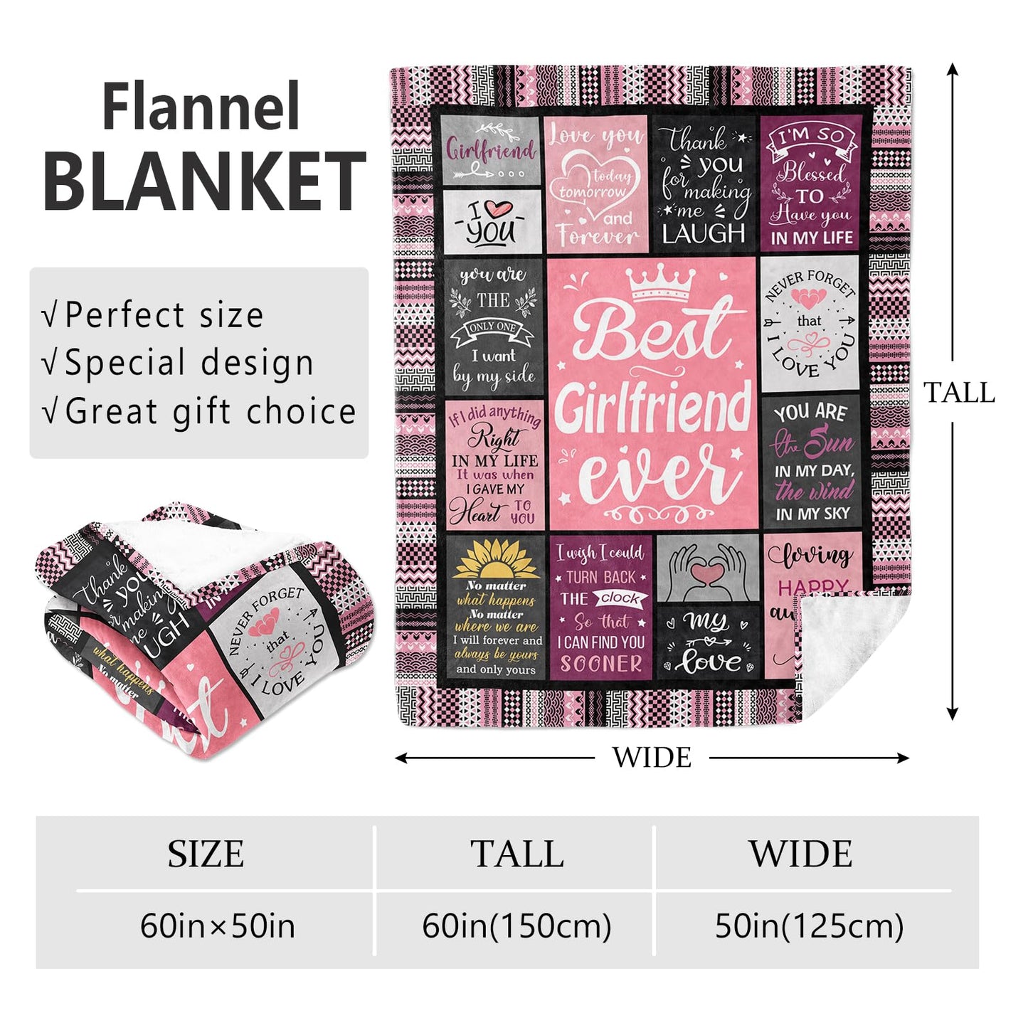 Mcurore Gifts for Girlfriend Blanket 60"x50", Girlfriend Birthday Gifts for Women, Gift for Girlfriends Unique, Cute Birthday Christmas Anniversary Romantic Blanket for Girlfriends