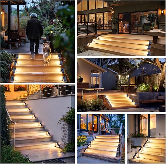 Solar Step Lights for Outside, 12-Pack Motion Sensor Outdoor Stair Lights Waterproof IP67, Solar Powered LED Outdoor Step Lights Decor for Yard Garden Porch Patio Pathway Deck, Warm White