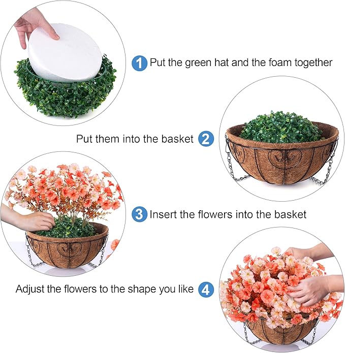 Artificial Fake Hanging Flowers with Basket for Fall Decoration, 12 Bundles Faux Silk Morning Glory Plants for Outdoor Planters, Realistic UV Resistant Artificial Flowers for Outside Porch Garden