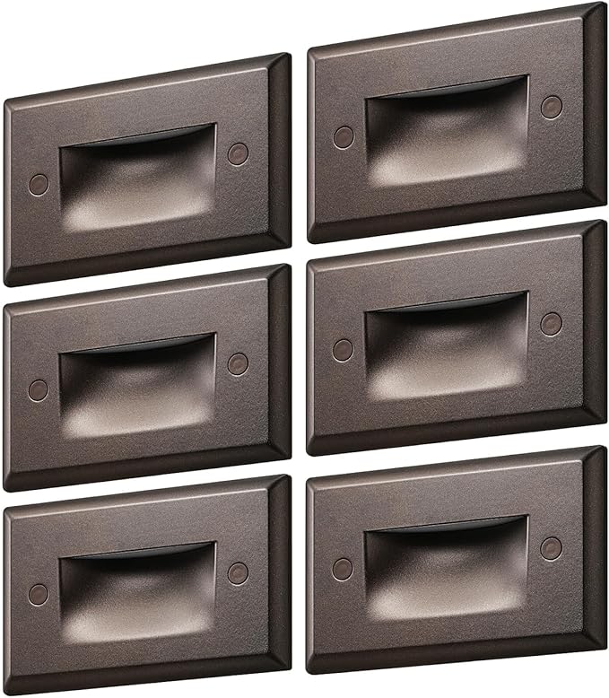 EDISHINE 6 Pack 120V 3CCT Indoor Outdoor Step Lights, 2.5W 150LM Oil-Rubber Bronze LED Stair Lights, 2700K-5000K 5%-100% Dimmable IP65 Waterproof Aluminum Concrete Step Lights, CRI90, Beam Angle 30°