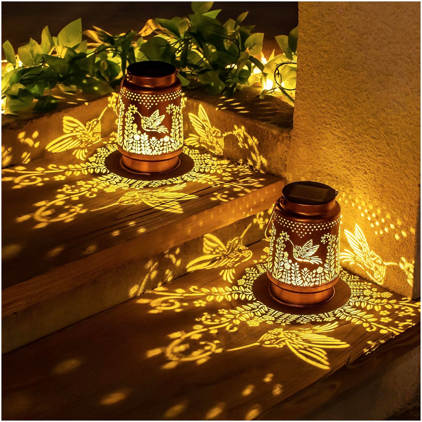 Hummingbird Solar Lanterns Outdoor Waterproof Hanging Solar Lights Hummingbird Gifts for Women Men Metal Decorative LED Hummingbird Lanterns for Garden Decor,Yard,Patio,Lawn,Tabletop,Pathway,Landscape