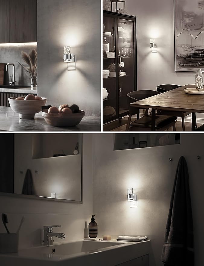 L LOHAS LED Night Light, Plug in Night Light with Auto Light Sensor, Brightness Adjustable with Daylight White 5000K, Wall Sconce-Style Design Nightlight for Bathroom, Hallway, Enterway