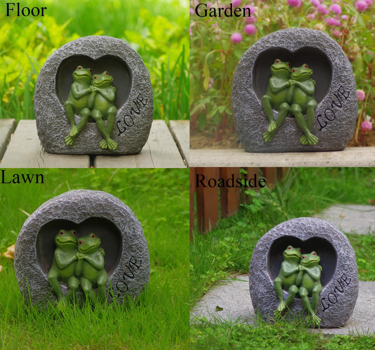MeritMode Garden Frog Statue Outdoor- Waterproof Resin Happy Couple Frogs for Home Garden Patio Frog Decoration, Adorable Gift for Parents, Partner, Animals Lover