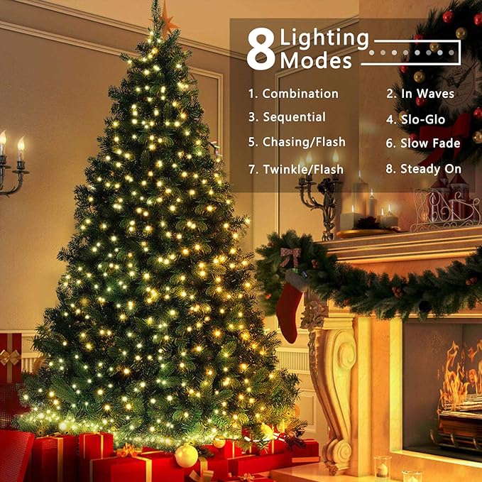 Brizled Outdoor Christmas Lights, 78.74ft 240 LED Christmas Lights, Plug in Christmas Tree Lights Connectable, 8 Modes Mini Led String Lights Waterproof for Indoor Outside Xmas Decorations Warm White