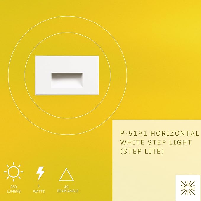 5W LED Horizontal Step Lights, White Finish, 120V Dimmable LED Stair Lights Indoor and Outdoor, 250 Lumens, CRI 90+, IP-65 IC Rated, ETL Listed, Super White 5000k