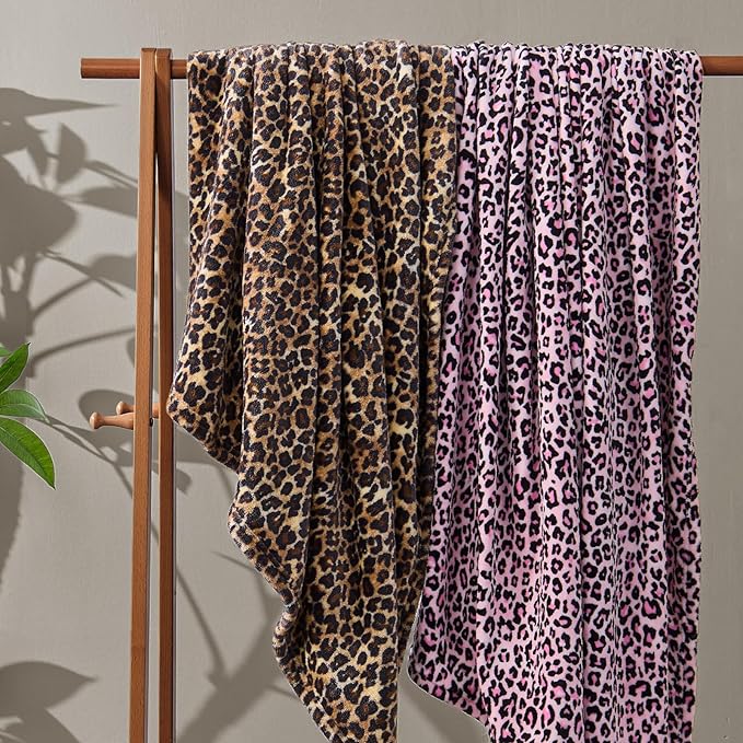 BEDELITE Pink Leopard Print Throw Blanket – Soft & Cozy Cheetah Blanket for Couch, Bed & Sofa, Lightweight Fleece Animal Print Decor, 50"x 60", Pink