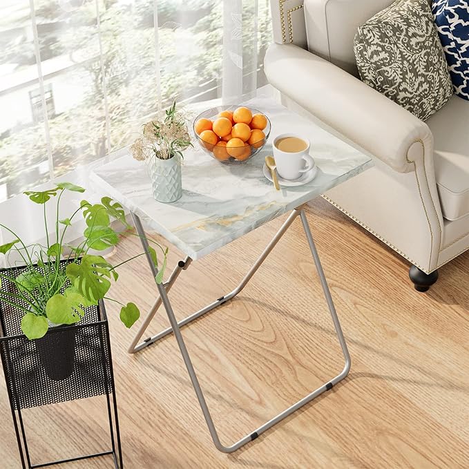 Garden 4 you Portable Folding TV Tray Dinner Snack Trays Table Portable Foldable Table Small Sofa Bedside Tables with Light Weight, 15 x 18.9 x 26 in(Smoky Grey,1PC)