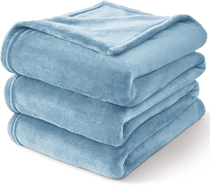 BEDELITE Fleece Blanket King Size Blankets for Bed, Luxury Plush Cozy Fuzzy Blanket 108x90 inches, Super Soft Warm Lightweight Throw Blanket All Seasons Suitable, Washed Blue