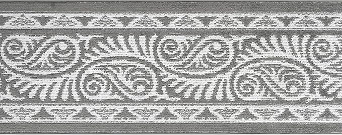 Custom Length Cut to Size Tribal Ethnic Southwestern Inspired Hallway Runner Rug, Non Slip Rubber Backed, 31 inch Wide X Customized Length, Mayan Grey, 31 inch X 12 feet